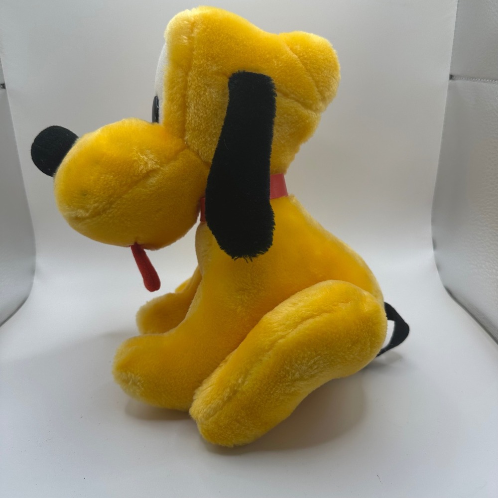 Vintage Disney Pluto Plush Stuffed Animal Yellow Dog Red Collar Toy - Picture 2 of 4